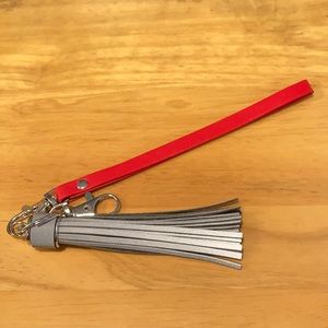 Keychain with wristlet strap and reflective tassel